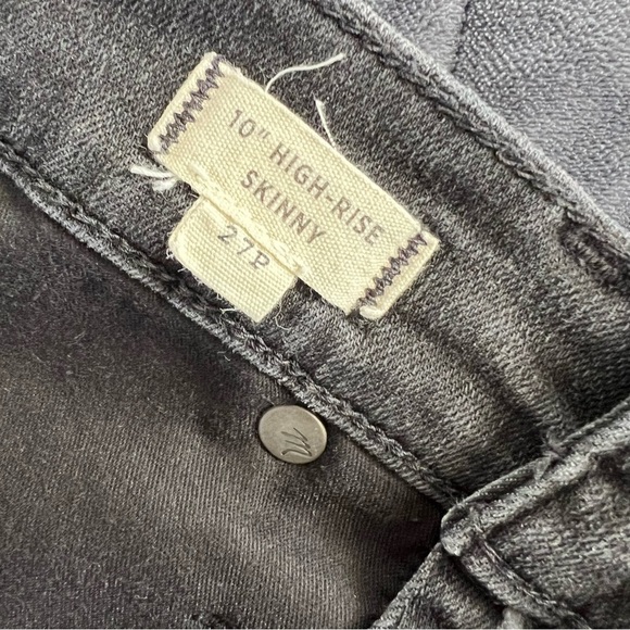 Madewell Jeans Women 27 P 10” Inch High Rise Skinny Button Fly Washed Black Clo - Picture 10 of 11
